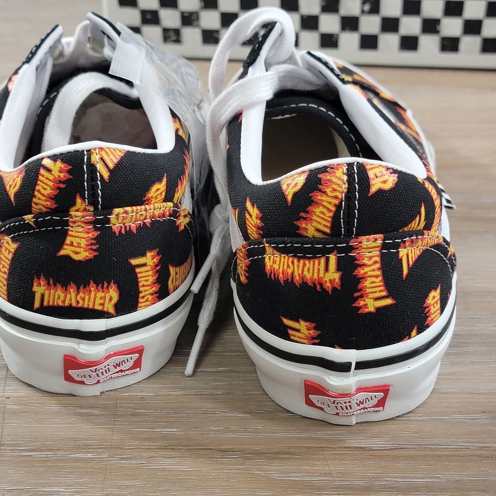 New Vans Skate Old Skool Thrasher Black Multi Flame Skateboarding Shoes - Picture 4 of 5